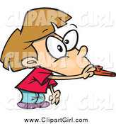 Clip Art of a Cartoon White Girl Blowing a Kazoo by Toonaday