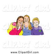 Clip Art of a Caucasian Boy and His Two Sisters by Prawny