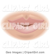 Clip Art of a Caucasian Woman's Lips and Mouth by AtStockIllustration