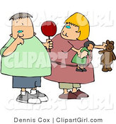 Clip Art of a Chubby Girl Watching Nasty Boy Pick His Nose with His Pointer Finger by Djart