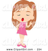 Clip Art of a Cute and Sassy Little Girl in a Pink Dress, Holding One Finger up and Setting Someone Straight by PlatyPlus Art