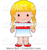 Clip Art of a Cute Blond Austrian White Girl Wearing a Flag of Austria Shirt by Maria Bell