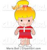 Clip Art of a Cute Blond Danish Girl Wearing a Flag of Denmark Shirt on White by Maria Bell