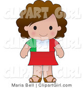 Clip Art of a Cute Brunette Italian Girl Wearing a Flag of Italy Shirt by Maria Bell