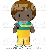 Clip Art of a Cute Dark Skinned Bahamian Girl Wearing a Flag of Bahamas Shirt by Maria Bell
