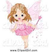 Clip Art of a Cute Fairy Princess Toddler Girl in a Pink Tutu by Pushkin