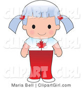 Clip Art of a Cute Gray Haired Canadian Girl Wearing a Flag of Canada Shirt by Maria Bell