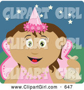Clip Art of a Cute Latin American Girl Trick or Treating on Halloween in a Fairy Princess Costume by Dennis Holmes Designs
