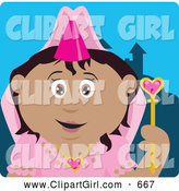 Clip Art of a Cute Pretty Hispanic Princess Girl Holding a Wand by Dennis Holmes Designs