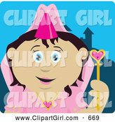 Clip Art of a Cute Pretty Mexican Princess Girl Holding a Wand by Dennis Holmes Designs