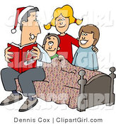 Clip Art of a Dad Reading Christmas Stories to His Kids - Royalty Free by Djart