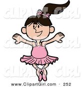 Clip Art of a Dancing Caucasian Ballerina in a Pink Tutu and Slippers, Performing During Ballet Class by AtStockIllustration