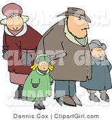 Clip Art of a Family Going out Together in Heavy Coats During the Winter Season by Djart