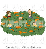 Clip Art of a Family Searching for a Halloween Pumpkin in a Large Pumpkin Patch by Djart