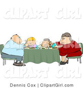Clip Art of a Family Sitting and Eating Dinner Together at the Dining Room Table by Djart