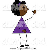 Clip Art of a Friendly Black Girl Waving by Pams Clipart