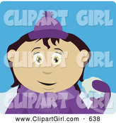 Clip Art of a Friendly Mexican Girl Throwing Snowballs by Dennis Holmes Designs