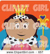 Clip Art of a Friendly Royal Latin American Queen Holding a Staff by Dennis Holmes Designs