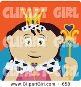 Clip Art of a Friendly Royal Mexican Queen Holding a Staff by Dennis Holmes Designs