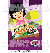 Clip Art of a Girl Eating Sushi by Mayawizard101