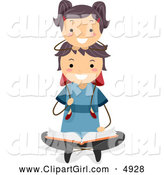 Clip Art of a Girl Sitting on Her Fathers Shoulders While He Reads by BNP Design Studio