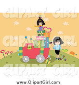 Clip Art of a Girls Loading up a Truck with Gifts on a Hill by Mayawizard101