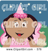 Clip Art of a Grinning Happy Hispanic Tooth Fairy in a Pink Costume, Holding up a Bag by Dennis Holmes Designs
