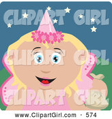Clip Art of a Grinning Happy Tooth Fairy in a Pink Costume, Holding up a Bag by Dennis Holmes Designs