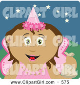Clip Art of a Grinning Tooth Fairy in Pink, Holding up a Bag by Dennis Holmes Designs