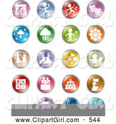 Clip Art of a Group of Colorful Entertainment and Business Buttons by