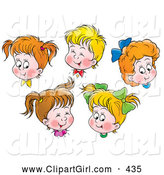 Clip Art of a Group of Happy Boys and Girls Giggling and Smiling by Alex Bannykh