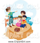 Clip Art of a Group of Happy Children Playing Peter Pan by BNP Design Studio
