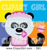 Clip Art of a Happy Giant Panda Baby Girl Bear Character by Dennis Holmes Designs