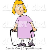 Clip Art of a Happy Girl in a Pink Dress with a Jump Rope by Djart