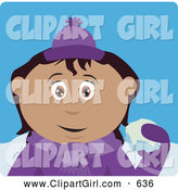 Clip Art of a Happy Hispanic Girl Throwing Snowballs by Dennis Holmes Designs