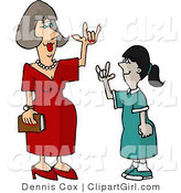 Clip Art of a Hearing Impaired Teacher Using Sign Language to Communicate with a Student by Djart