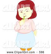 Clip Art of a Little Girl Munching on Tasty Candy by Cherie Reve