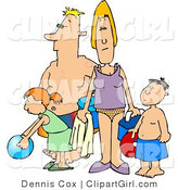 Clip Art of a Mom and Dad at the Beach with Their Two Children by Djart