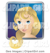 Clip Art of a Person Internet Messenger Avatar of a Pretty Woman with Blond Hair and Blue Eyes by AtStockIllustration