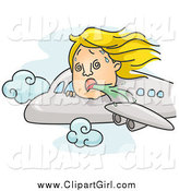 Clip Art of a Person Puking out of an Airplane Window by BNP Design Studio