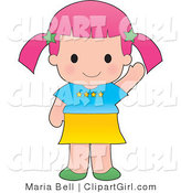 Clip Art of a Pink Haired White Girl Waving by Maria Bell