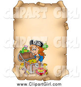 Clip Art of a Pirate Girl an Aged Vertical Parchment Page by Visekart
