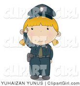 Clip Art of a Police Woman in a Blue Uniform Waving Hello by YUHAIZAN YUNUS