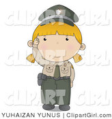 Clip Art of a Policewoman in a Green and Tan Uniform Waving Hello by YUHAIZAN YUNUS