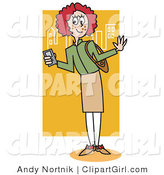 Clip Art of a Preppy Red Haired School Girl by Andy Nortnik