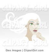 Clip Art of a Pretty White Haired Woman Gazing off into the Distance by AtStockIllustration