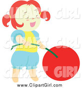 Clip Art of a Red Haired Girl with a Giant Cherry by Cherie Reve