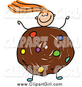 Clip Art of a Red Haired White Girl with a Cookie Body by Prawny