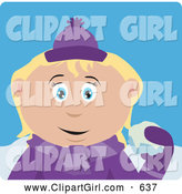 Clip Art of a Smiling Caucasian Girl Throwing Snowballs by Dennis Holmes Designs