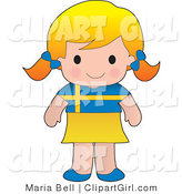 Clip Art of a Smiling Cute Blond Swedish Girl Wearing a Flag of Sweden Shirt by Maria Bell